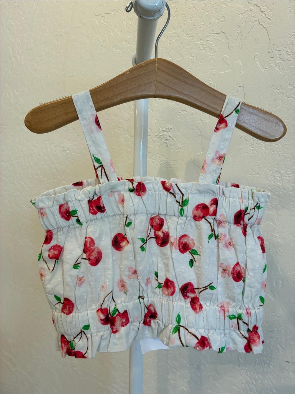 Lucky Jade White Tank Top with Red Cherry Print